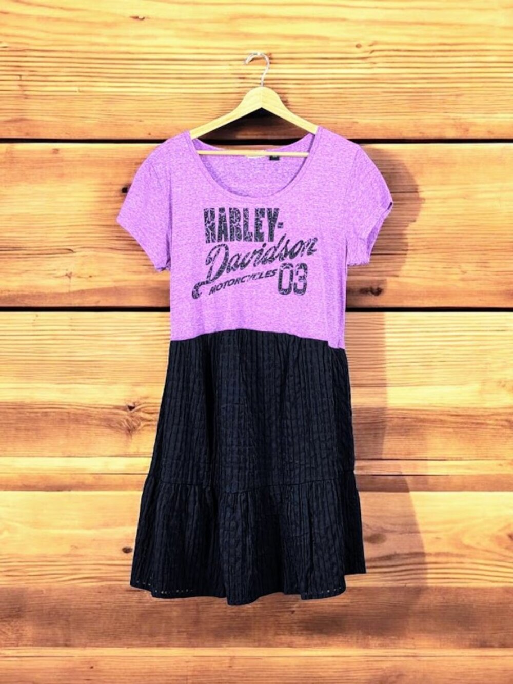 Upcycled Tee Dress Harley Davidson Sparkly  XL 2X